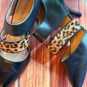 Ellen Tracy Black and Animal Print Heels